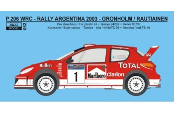 Decal – Peugeot 206 WRC 2003  Rally Argentina 2003